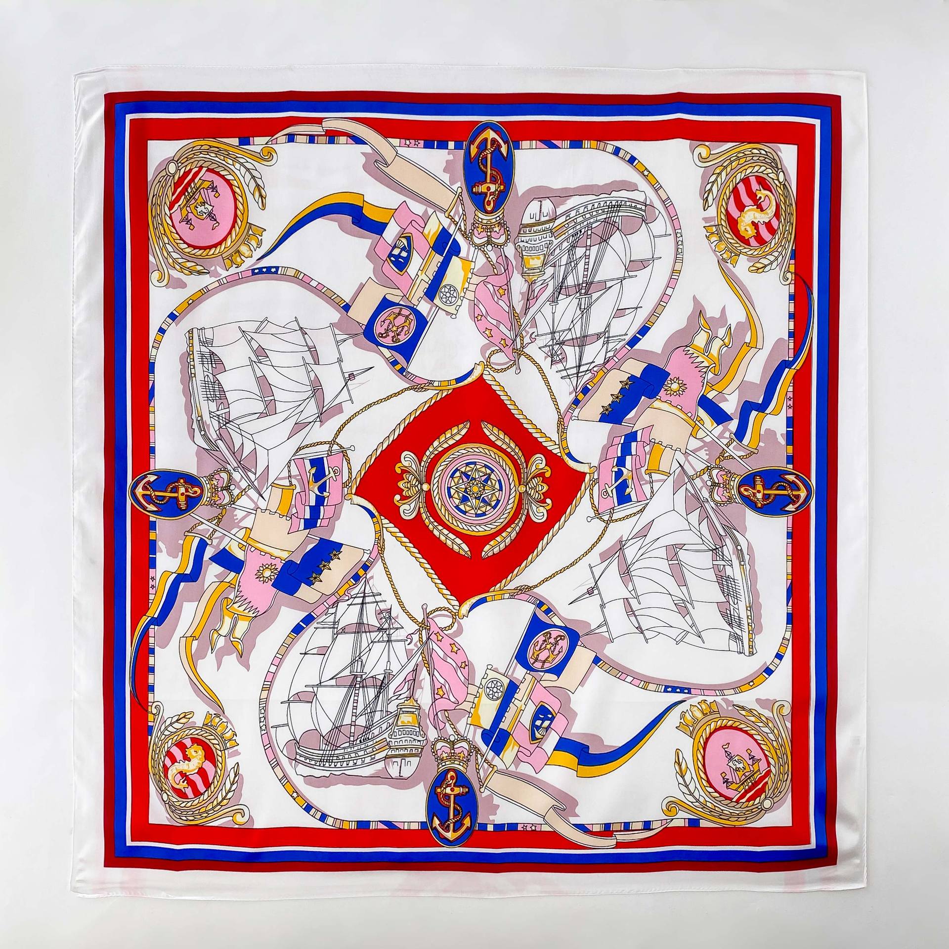 Neu Farbiger Ding Damen-Schal, 90 cm, Seidenimitat, großer quadratischer Schal, großer Schal, professioneller Schal, Stirnband, gerade_voghion.com