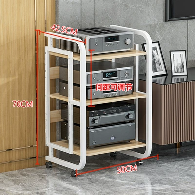Electric car big tripod — Speaker Audio Foot Shelf - 3-layer-c-white-rack-light-walnut-board