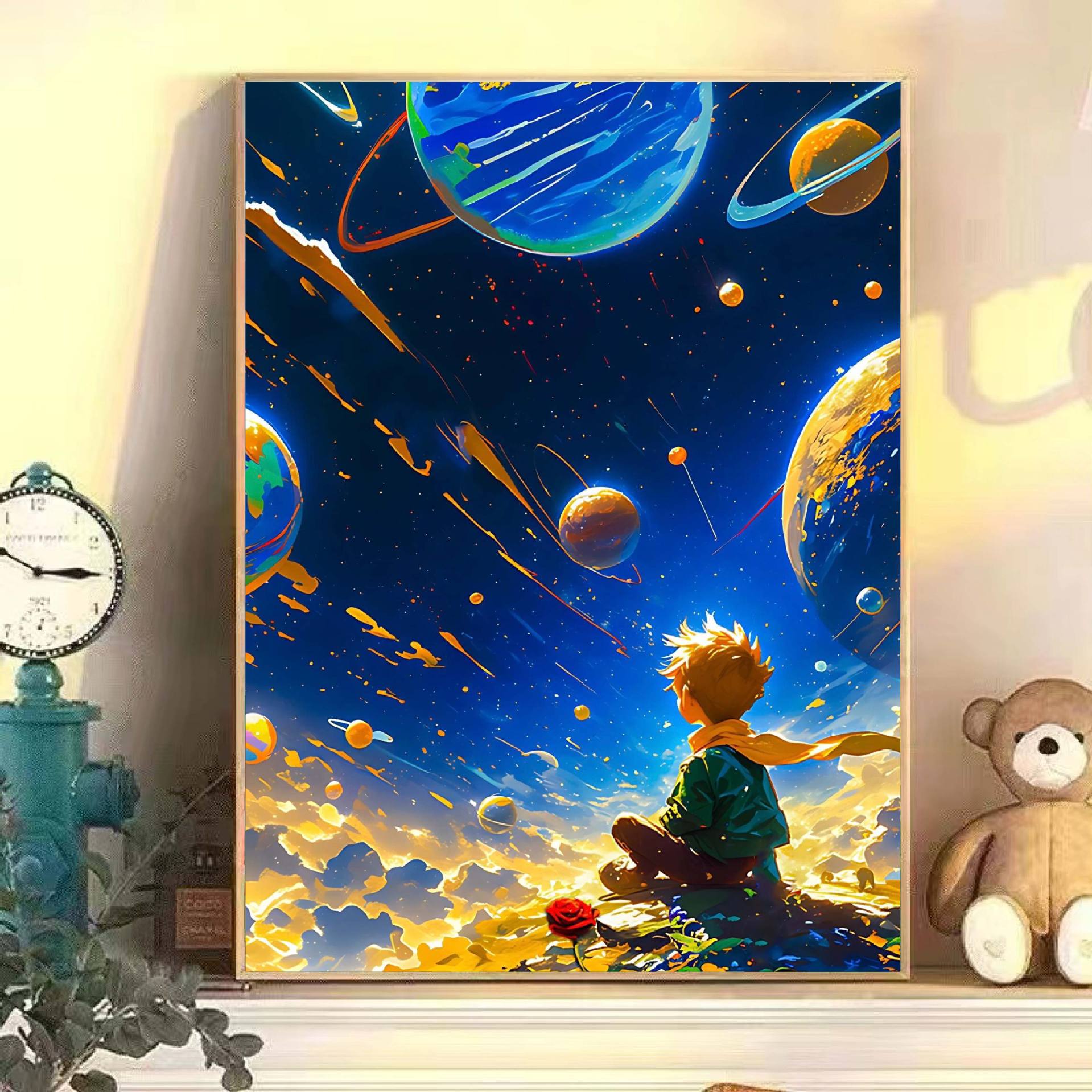 DIY pintura al óleo digital El pequeño príncipe estrella curar dibujos animados pintura al óleo acrílico hecha a mano pintura decorativa moderna