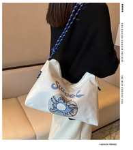 包包女2022日本小眾潮牌環保帆布大容量托特包時尚刺綉斜挎腋下包