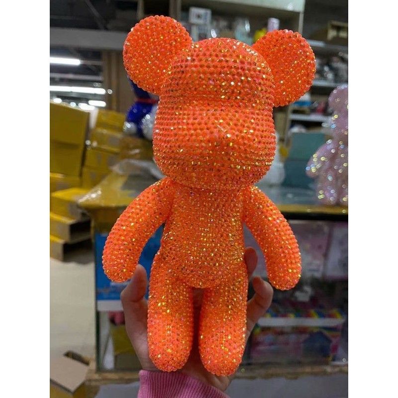 Oso embrionario blanco + diamante naranja de gelatina + pegamento + kit