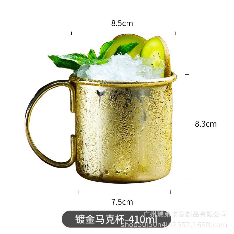 Venta caliente transfronteriza Copa de Moscú taza de mula 304 acero inoxidable chapado en cobre punto de martillo taza desnuda copa de vino copa de cóctel taza