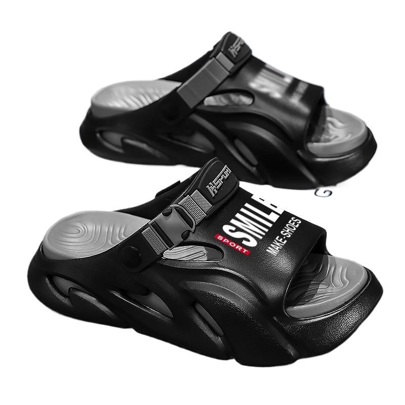 En nombre de las pantuflas de verano para hombres, antideslizante, pisando mierda, conduciendo al trabajo, sandalias, deportes y ocio, sandalias de playa de suela blanda