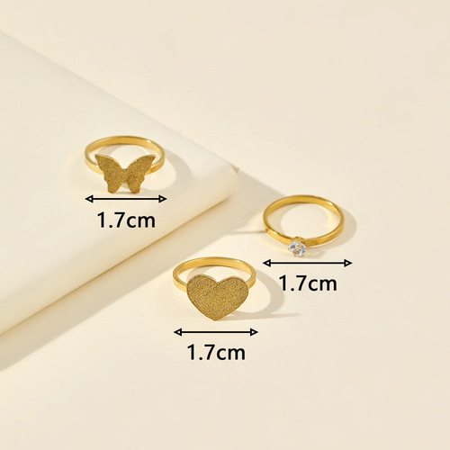 Cross-border new titanium steel ring for women, niche high-end golden diamond inlaid luxury love butterfly stainless steel jewelry manufacturer