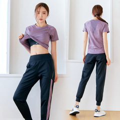 Yoga set for women, short-sleeve two-piece set, professional quick-drying breathable running clothes, stylish slimming spring fitness clothes