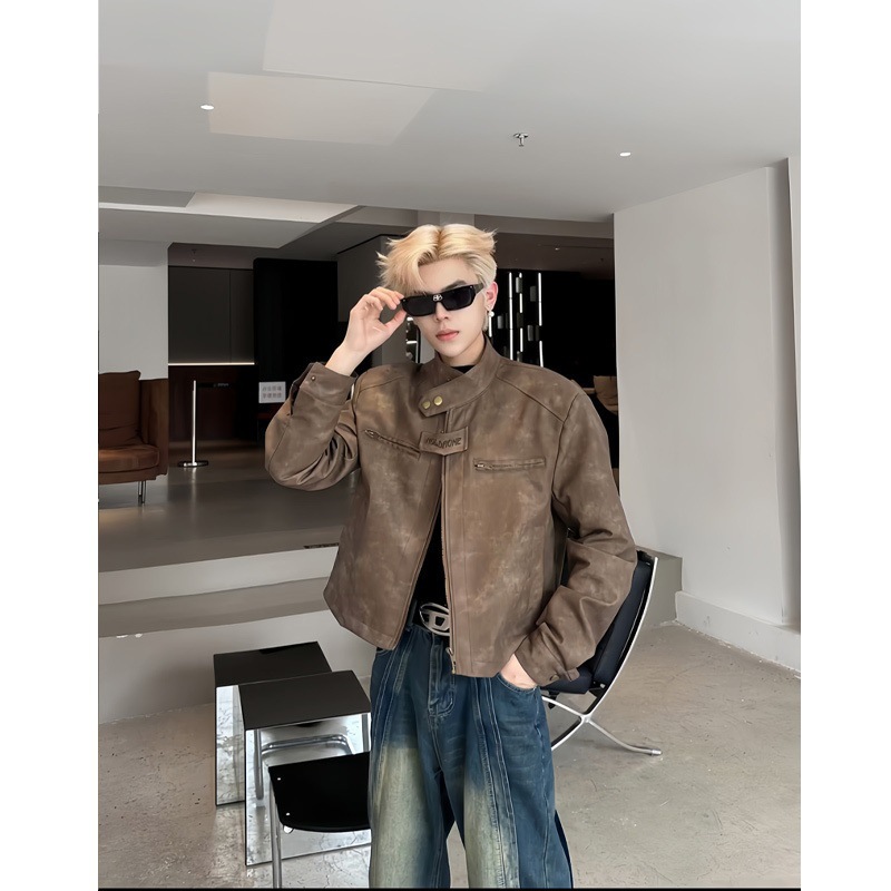 (2개) 짧은 어깨 패드 재킷 코트를 입은 남자 모델 남자 3 피스 세트 하이 엔드 느낌 유피 핸섬 보이즈 쿨 핸섬 착용 세트
