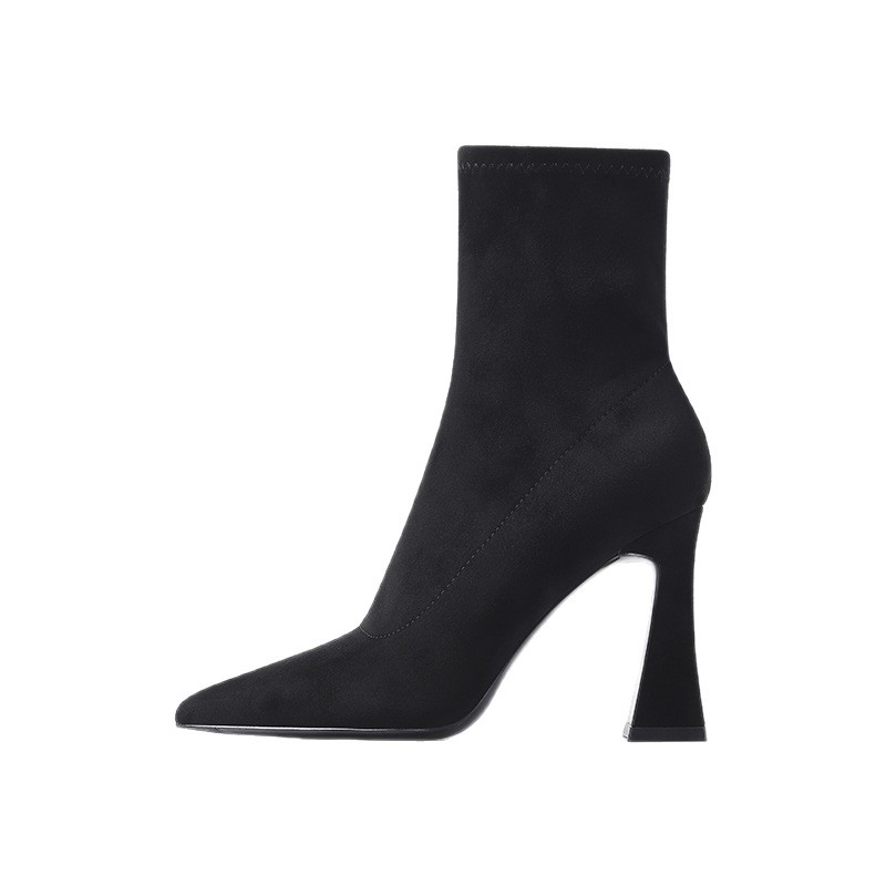 Damen Stiefel In Schwarz Aus Wildleder Mit Spitzem Absatz_voghion.com