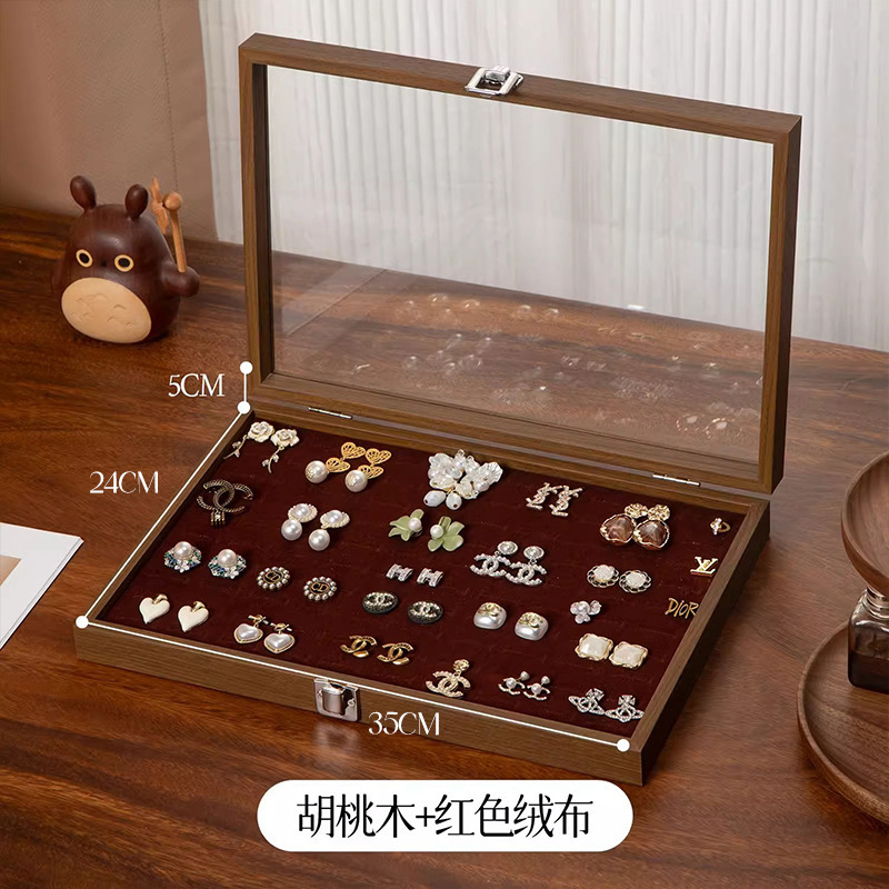 ネックレス収納ボックスハイエンドの絶妙なジュエリーネックレスリングイヤリングイヤリングディスプレイ大容量木製単層トレイ|undefined