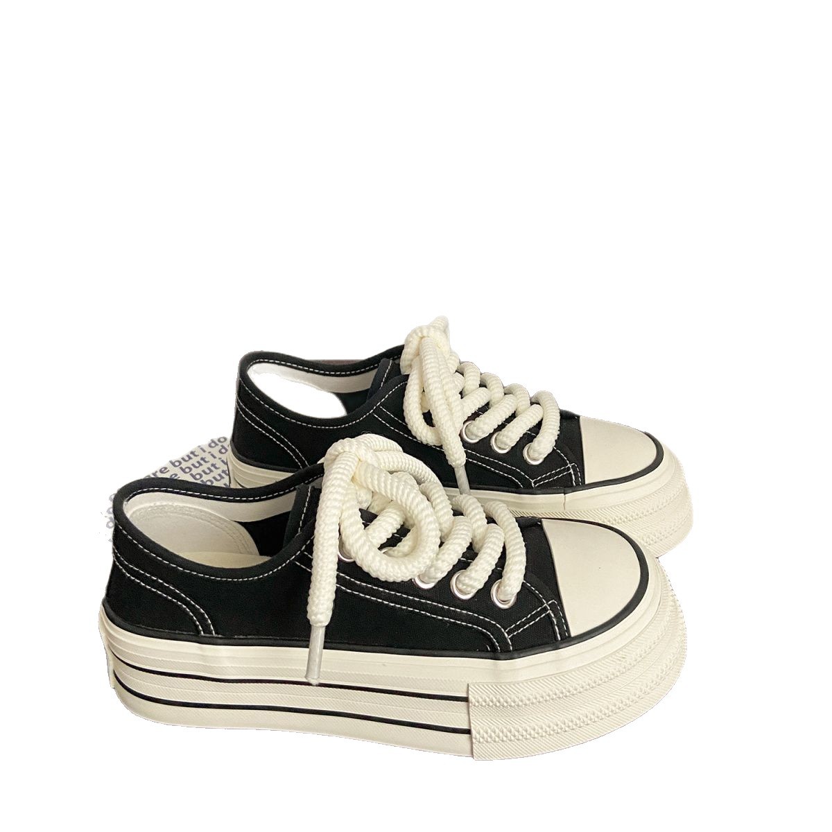 Zapatos de moda leche fufu zapatos de lona de suela gruesa mujer 2025 primavera y verano nuevo estilo ins moda nicho versión coreana bizcocho zapatos blancos