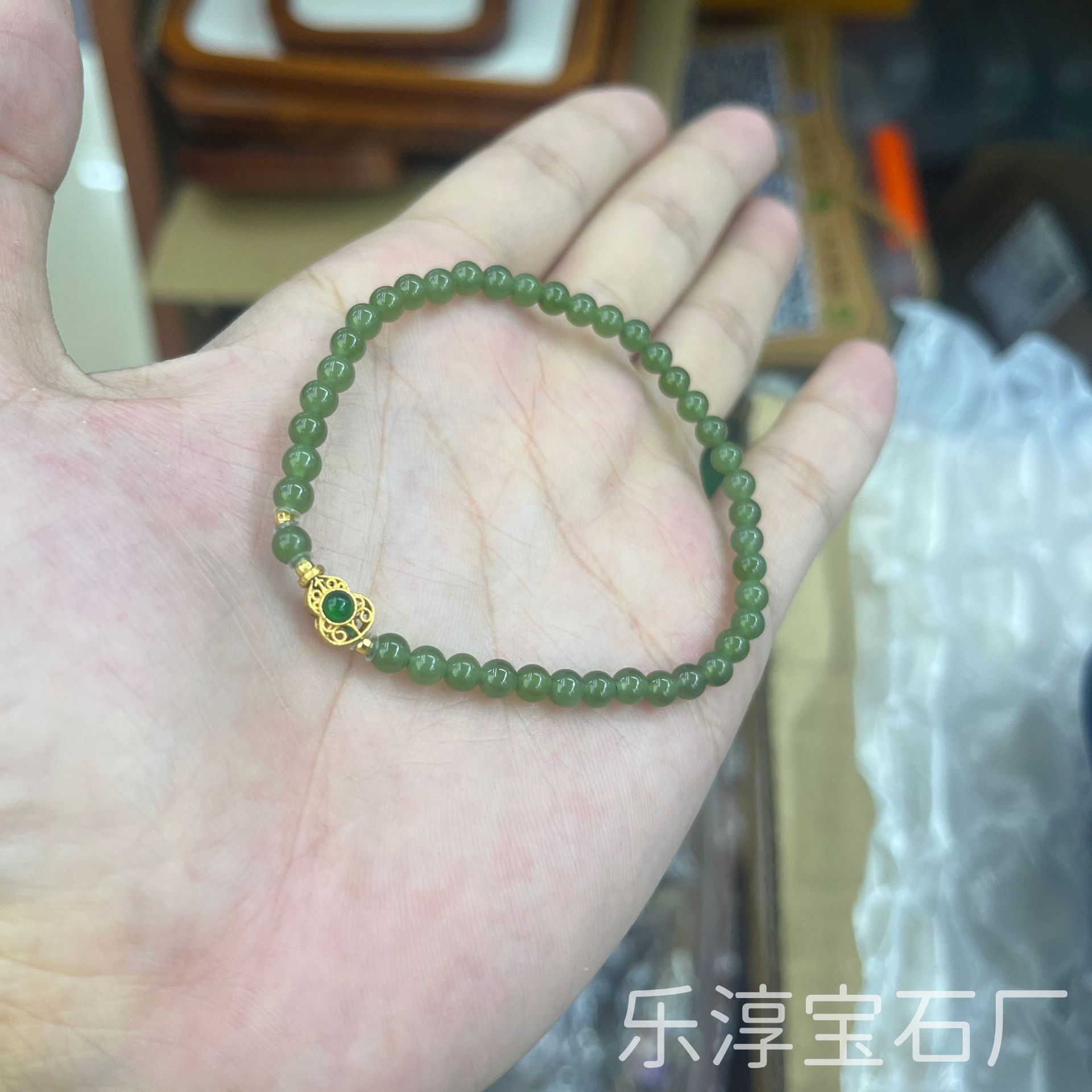 天然和田碧玉原创葫芦设计款手链DIY供应链 清新雅致玉质细腻批发