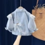 女童蕾丝春秋时髦牛仔衣