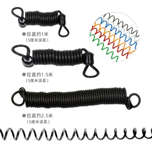Spring rope manufacturer combination lock PU rubber coated steel wire spring rope luggage handle reminder rope key chain anti-theft rope