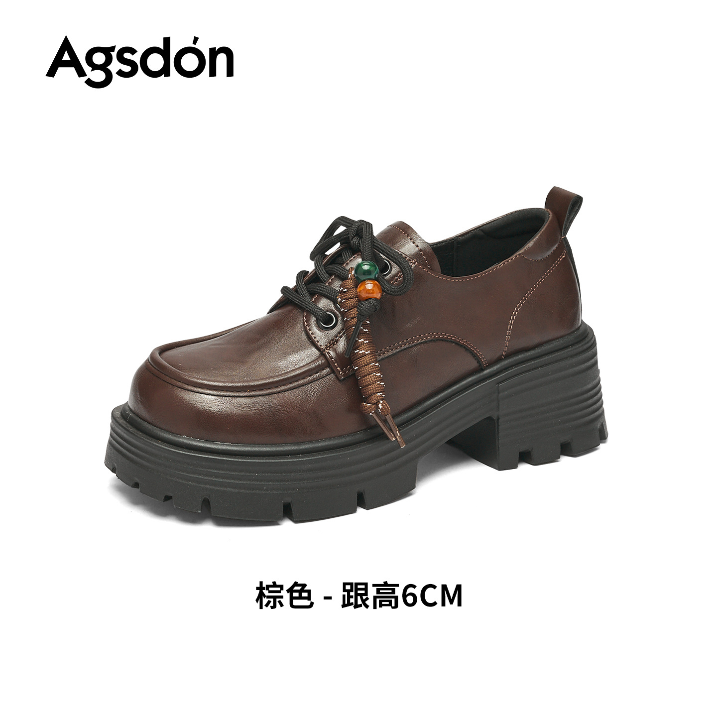 Zapatos de Lefour para mujeres 2026 nuevos tacones gruesos de primavera de estilo británico zapatos de cuero pequeños con cordones y zapatos de algodón