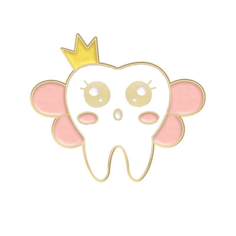 Tecknad tandvårdsbrosch i metall för kläder och väskor_voghion.com