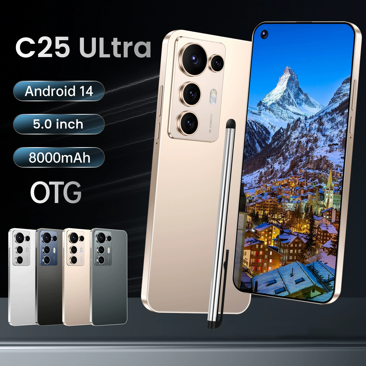 Смартфон и смарт-часы C25 Ultra Elite, 6,8-дюйма FHD, 4G Android, 6800 мА·ч, 50MP+13MP