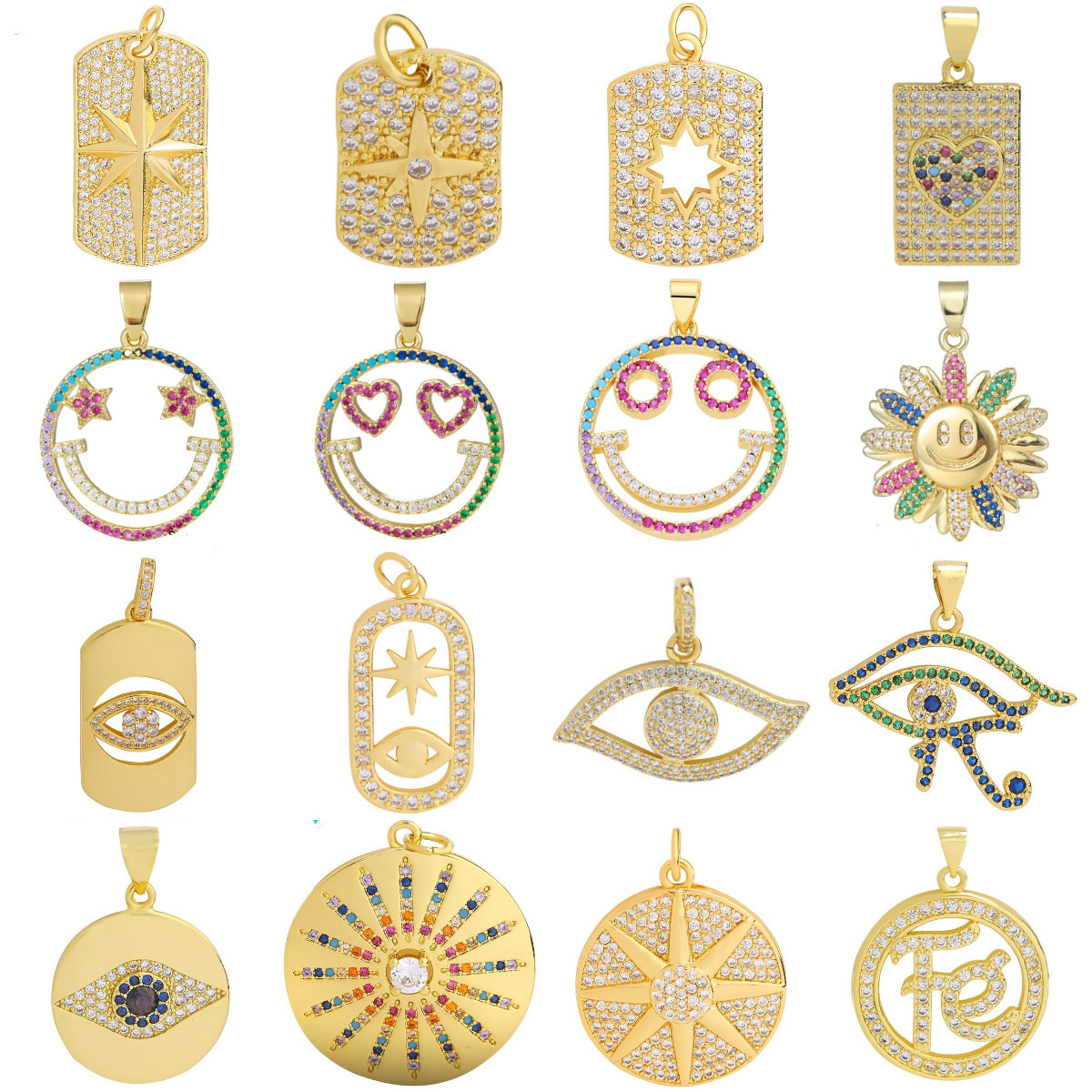 3g Weight Pendant Jewelry Making Type Zircon Inlay Material DIY Jewelry Accessories Classification 1 Piece Quantity Copper Material Devil's Eye, Moon, Heart Shape Pattern Plating Design Vintage Style, Classic Style Style 1 Piece Copper Zircon Devil's Eye Moon Heart Shape Pendant 4