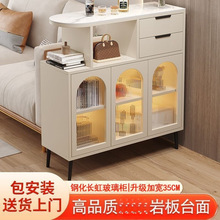 新款奶油吧台隔断柜客厅家用吧台桌小户型餐边一体柜现代简约边柜