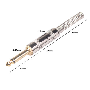 Spot thick metal shell with spring protection 6.35mm guitar line audio line DIY welding plug can be laser engraved