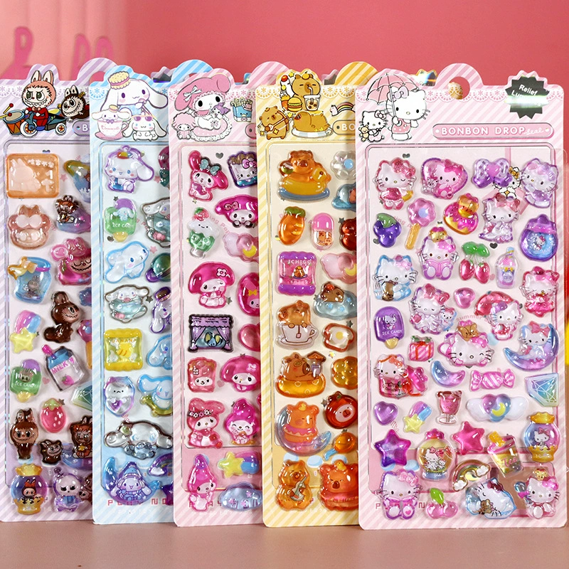 Детская мультяшная наклейка Санрио Капи Барабубу 3D трехмерный рельеф водная наклейка милая водная наклейка