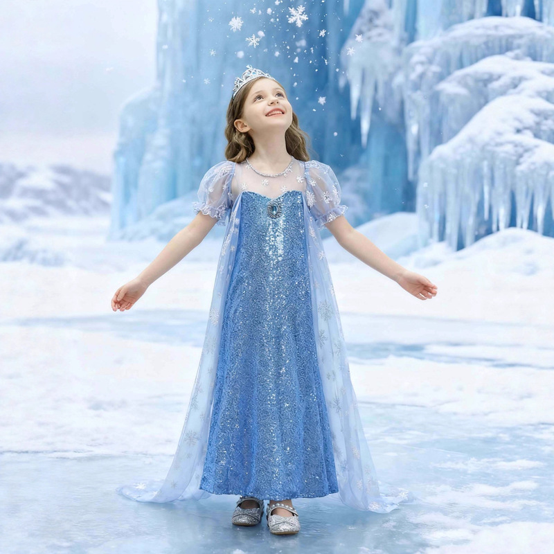 2025 Girls Spring and Summer Frozen Elsa Children's Dress Princess Dress Beads Elsa Halloween Dropshipping 2025 Girls Spring and Summer Frozen Elsa Children's Dress Princess Dress Beads Elsa Halloween Dropshipping