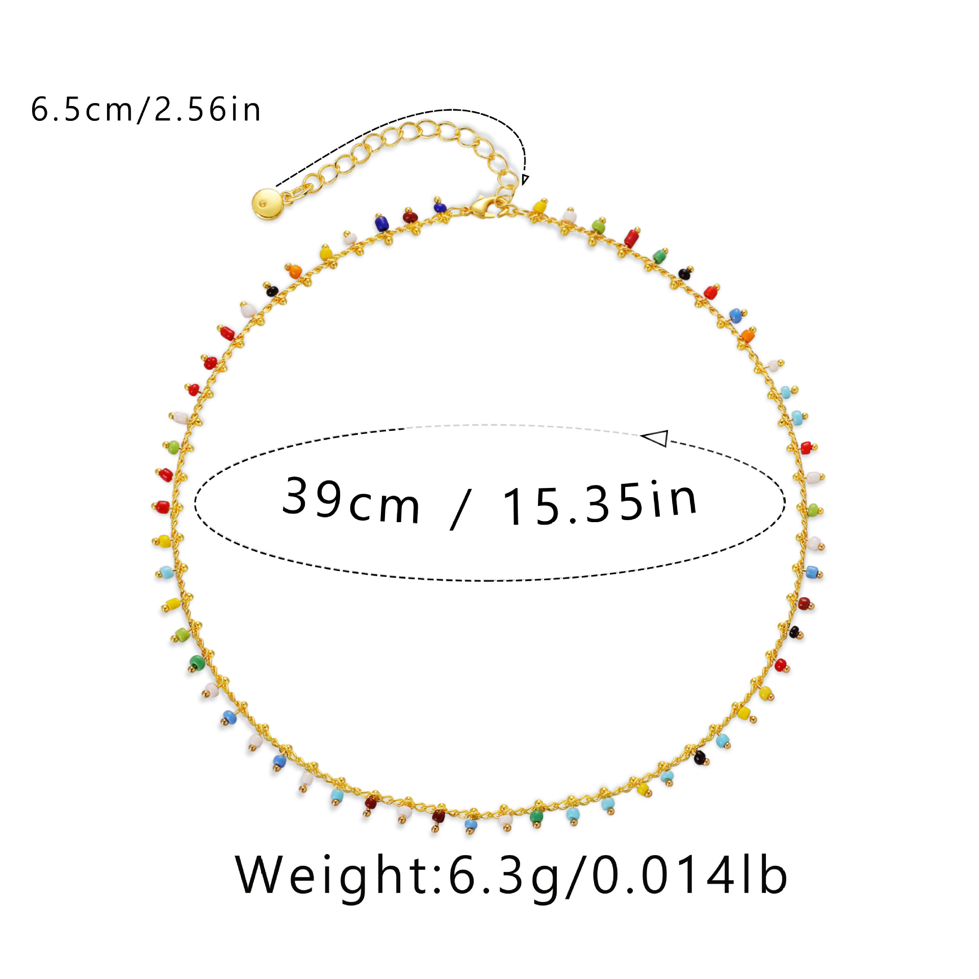 10g Weight 18K Gold Plated Plating Material Vacation Colorful Beaded Copper Plating 18k Gold Plated Necklace