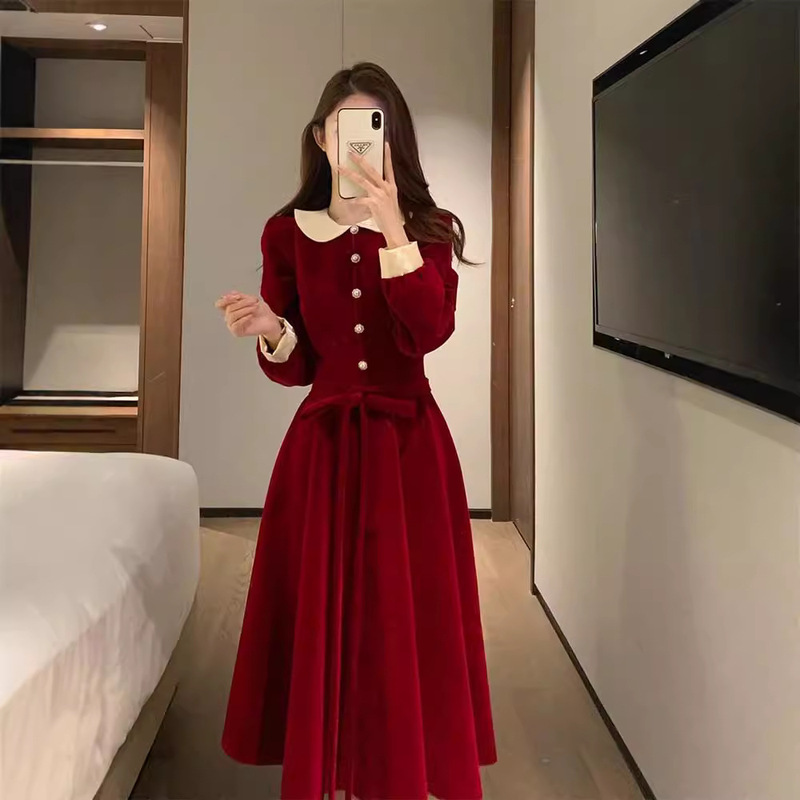 Red Dress for Women, Autumn and Winter Engagement Dress, 2025 New Year Year of the Rabbit Dress, Zodiac Year Clothing, Christmas Outfit