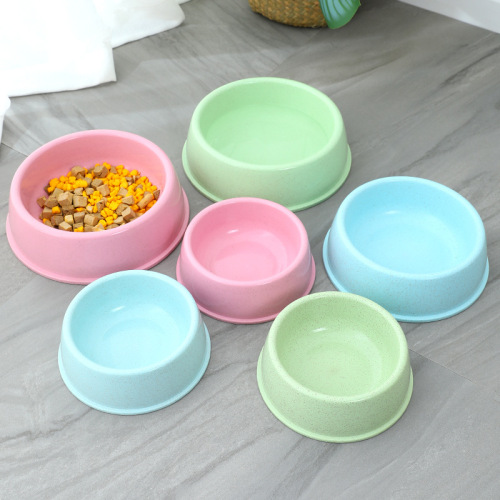 Pet supplies Nordic style simple round mouth dog bowl Wheat straw small fresh dog food bowl pet bowl
