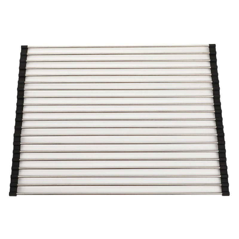 Kitchen Sink Drain Rack 304 Stainless Steel Water Filter Rack Household Roll-Up Dish Drying Rack Foldableable Drain Rack