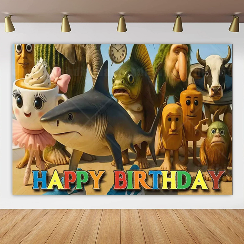 Виниловая ткань для фона Amazon TungTungSahurBrainrot, украшение для дня рождения