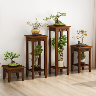 Flower stand non-solid wood indoor floor-standing living room small balcony bracket display new Chinese flowerpot ornaments bamboo