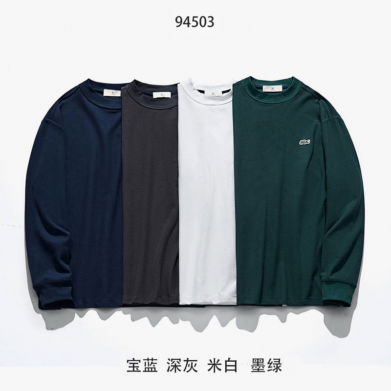 Good dress and accent! Waffles Texture Foreign Trade Men's Wear Factory Cutting Label Tailstock Embroidery Outer Wear Sweater Base Shirt