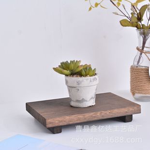 Retro Solid Wood Green Plant Flower Pot Base Removable Balcony Pothos Wood Base Wooden Flower Pot Base Paulownia Tray