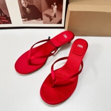 ZAKQ春季新品2024法式圆头低跟女鞋夹趾人字拖时尚百搭细跟凉鞋女