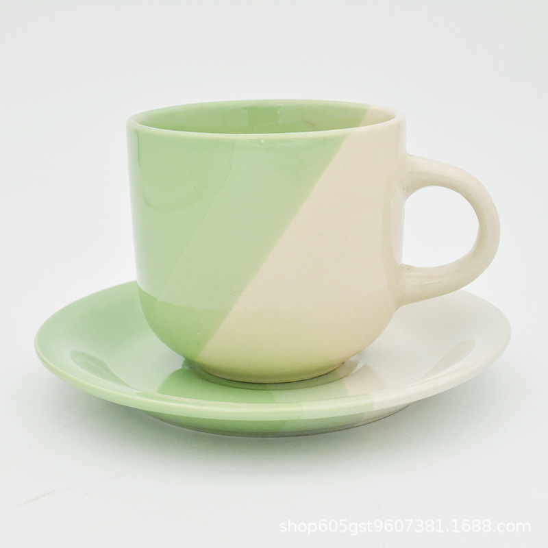 Tazas y platos de cerámica Stoneware Retro Coffee Cup Set Ceramic Rugged Creative Cup Plate Set de esmalte de color individual image 10