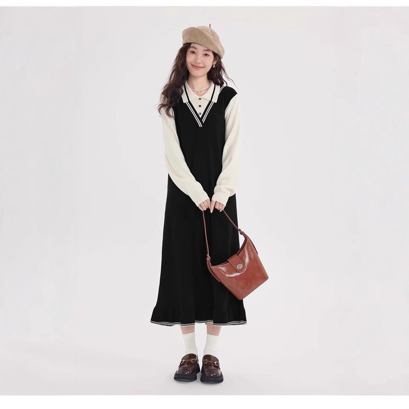 52022 # Plus Size Women's Long Sweater Dress Women's Autumn and Winter Slimming Look Fat mm Inner Skirt Knitted Long Skirt