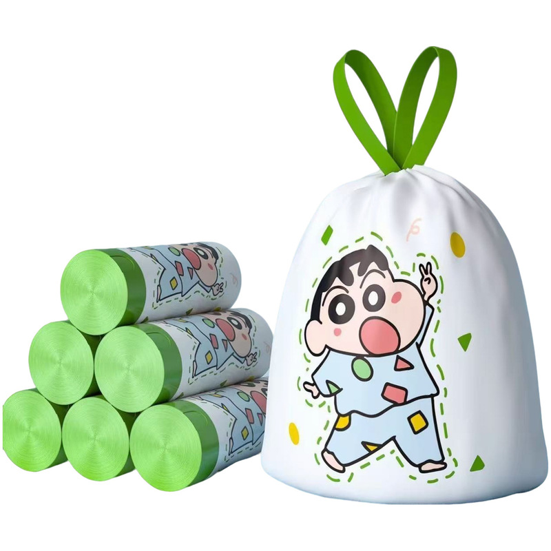 蜡笔小新垃圾袋加厚家用手提式特厚超厚大号厨房专用抽绳式塑料袋|undefined