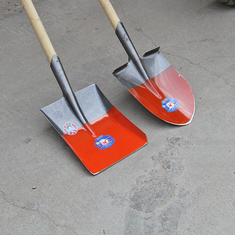 1.9斤橘红大号尖锹方锹方锨平锨钢锹方头铁铲尖锹尖铁锨锰钢锨头