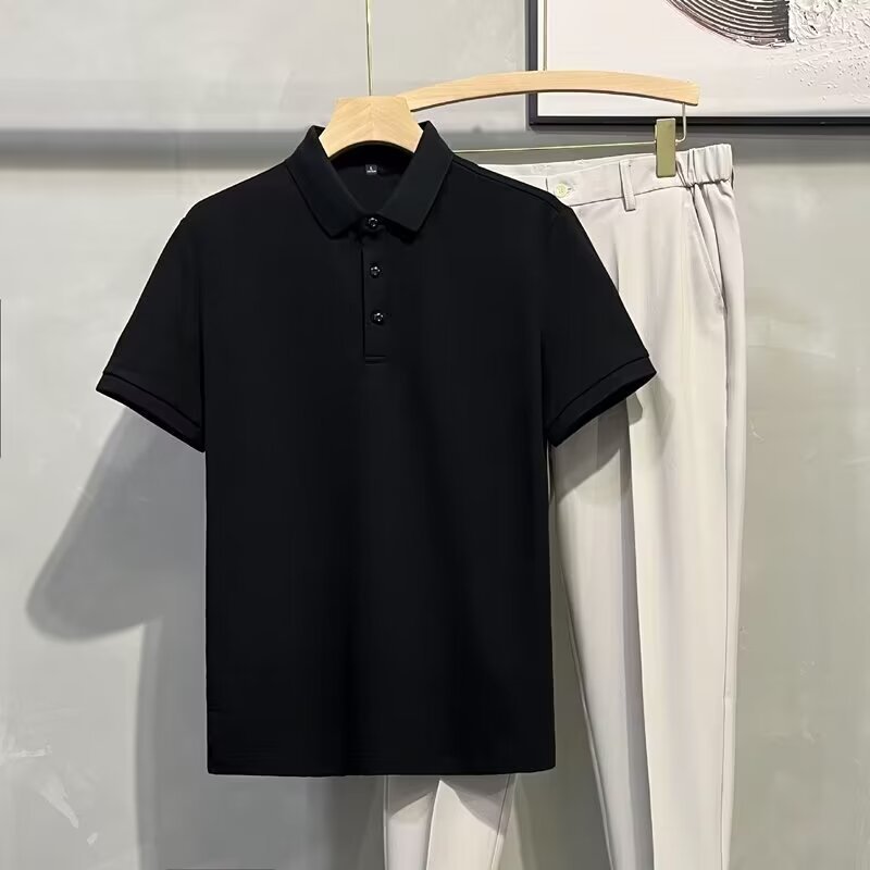 Men's Polo Shirt Short-Sleeved T-Shirt 2025 Popular Heavyweight T-Shirt Bottoming Shirt Hong Kong Fashion Brand Loose Casual Versatile Top