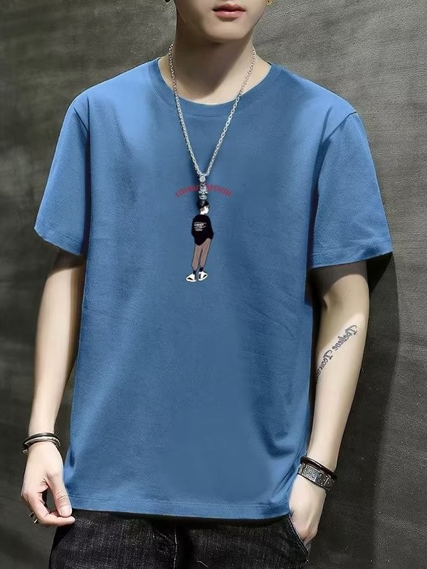 Camiseta nuevo estilo cuello redondo manga corta verano hombres ropa exterior transpirable casual simple camiseta ropa superior