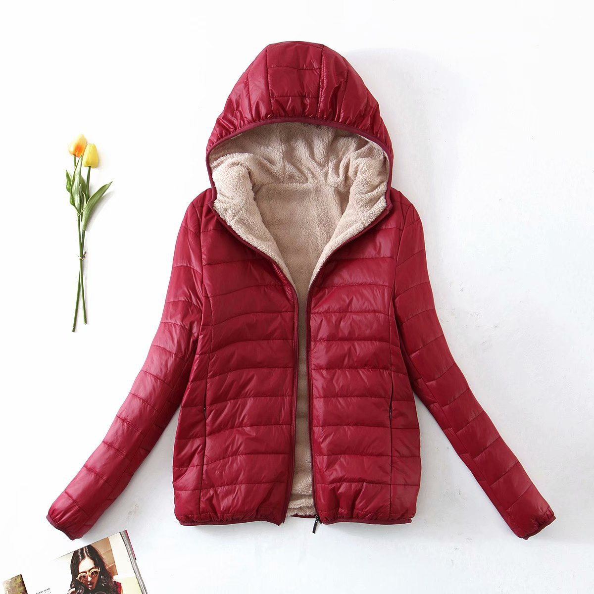 Fashion Solid Color Patchwork Polyester Zipper Coat Cotton Clothes display picture 1