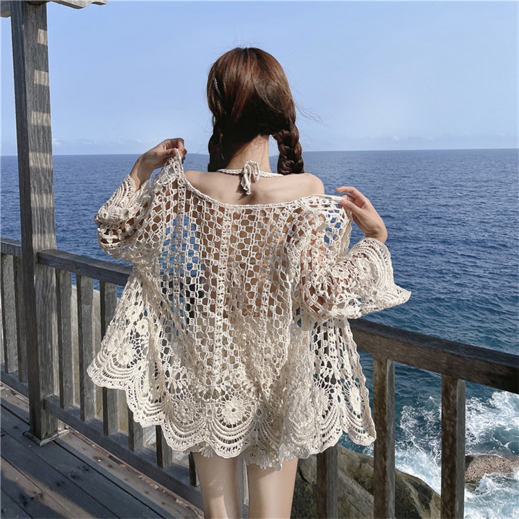 Upf40+ Sun Protection Clothing for Women, Hollow-Out Crochet Embroidered Cardigan, Bohemian Outerwear Upf40+ Sun Protection Clothing for Women, Hollow-Out Crochet Embroidered Cardigan, Bohemian Outerwear