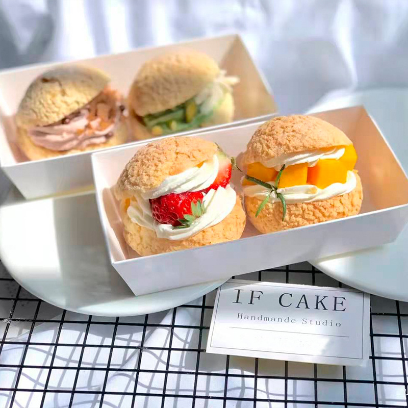 兩個裝4個裝法式泡芙盒脆皮大泡芙打包盒透明蓋開窗食品級加厚盒