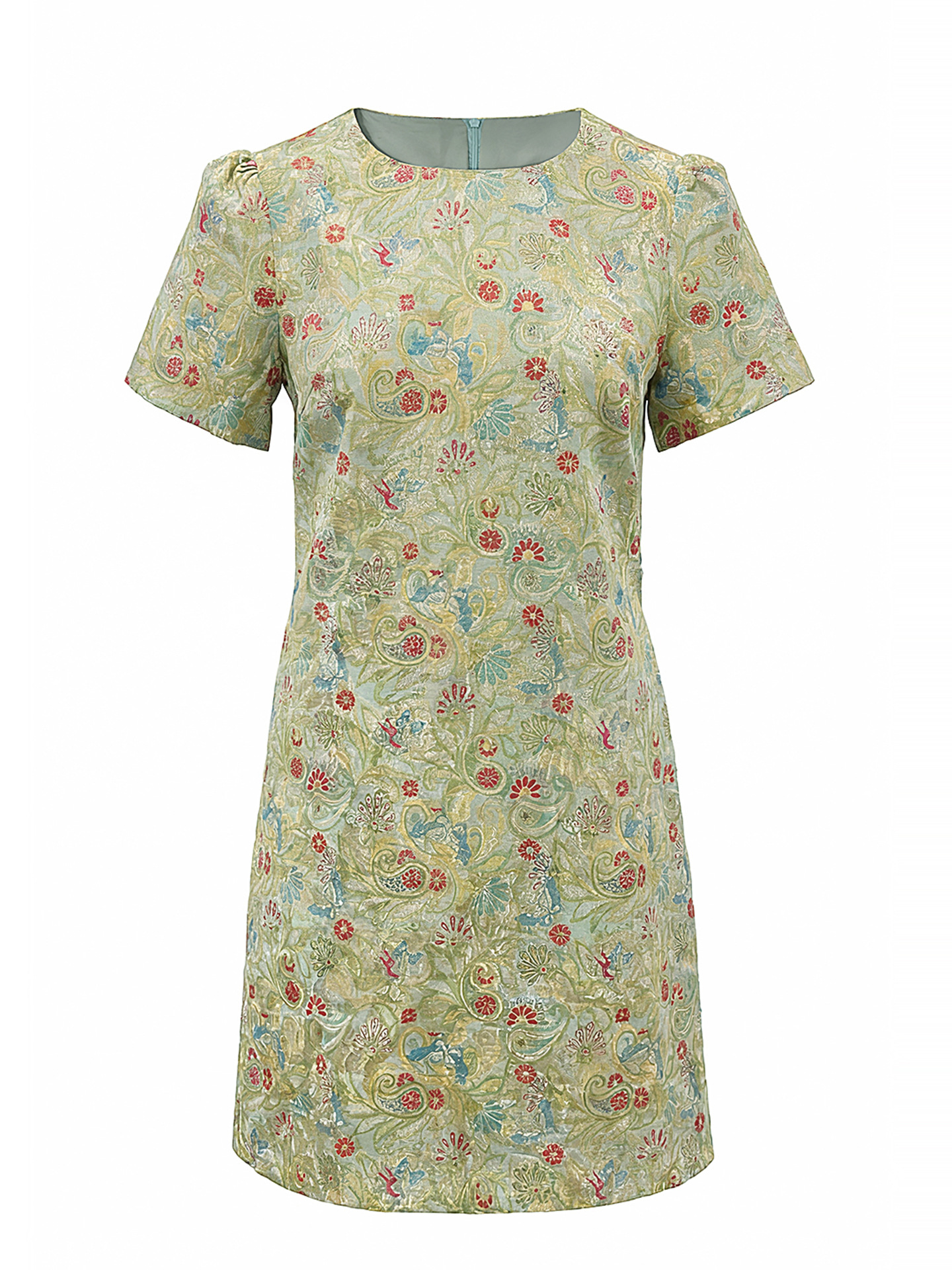 Váy maxi nữ thắt eo dáng suông họa tiết jacquard pha len — xanh lá cây