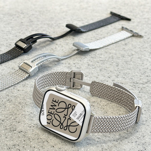 Suitable for AppleWatch Wheat Ear Magnetic Snap Strap Apple Watch Stainless Steel Strap iwatchS9 New