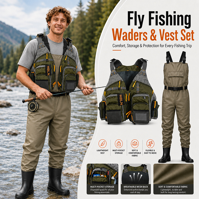 Manufacturer Outdoor Fishing Jumpsuit with Vest, Lure Fishing Suit, Wading Pants, Lightweight Fishing Pants, Wading Jumpsuit