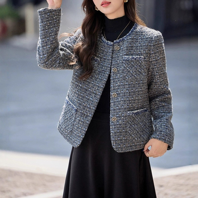 Tweed Style High-End Tweed Short Jacket for Women 2025 Autumn and Winter New Style Elegant Versatile Single-Breasted Slimming Look Top