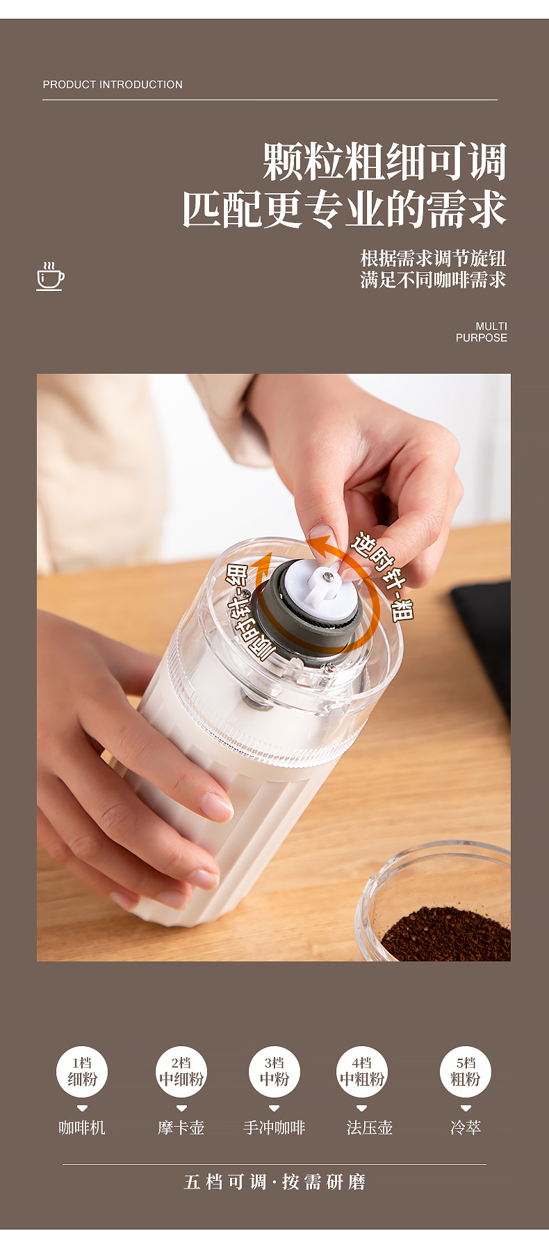 新款小型无线咖啡研磨器家用自动磨粉机便携式电动咖啡