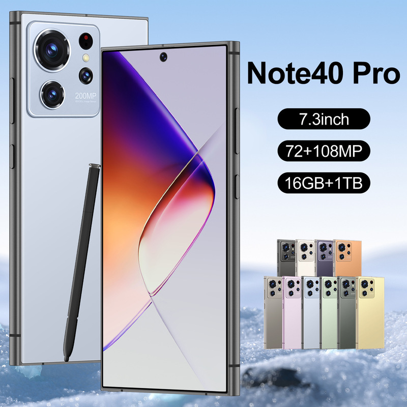 Note40 Pro New Cross-Border Mobile Phone, High-End Built-In Stylus, Android, Popular Foreign Trade Model, 7.3-Inch Large Screen Smartphone