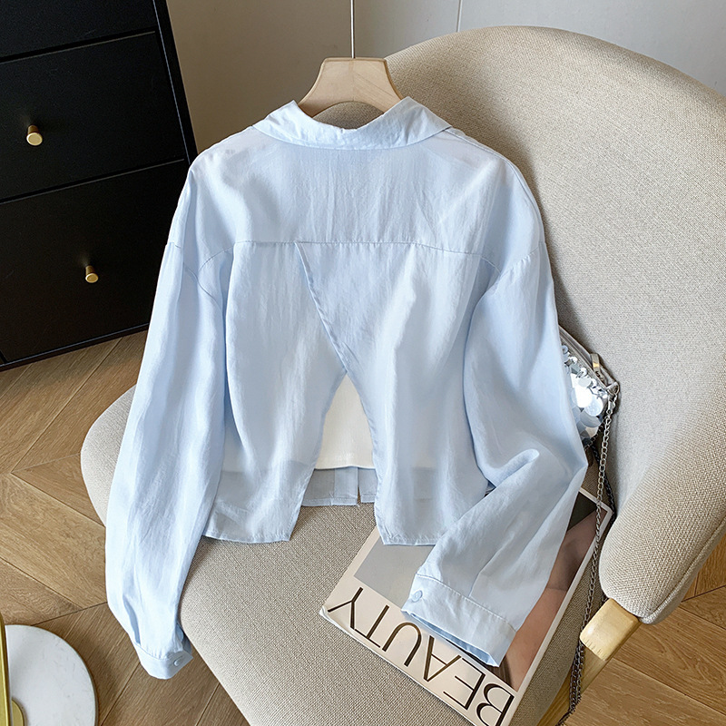 Short Sun Protection Shirt with Back Slit Vest Two-Piece Set 2025 Spring and Summer Elegant Slimming Look Top Suit for Women