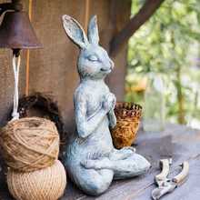 批发 瑜伽兔子杂货花园庭院装饰桌面摆件复古乡村童话乔迁礼品物